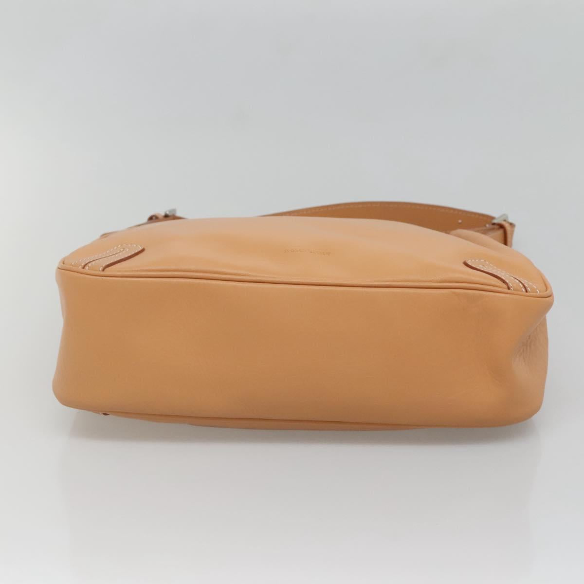 BURBERRY Shoulder Bag Leather Beige Silver Auth ep9425