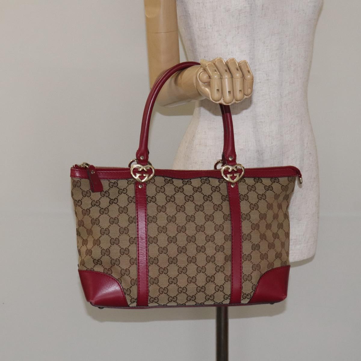 GUCCI GG Canvas Lovely Hand Bag Beige Gold 257069 Auth ep9430