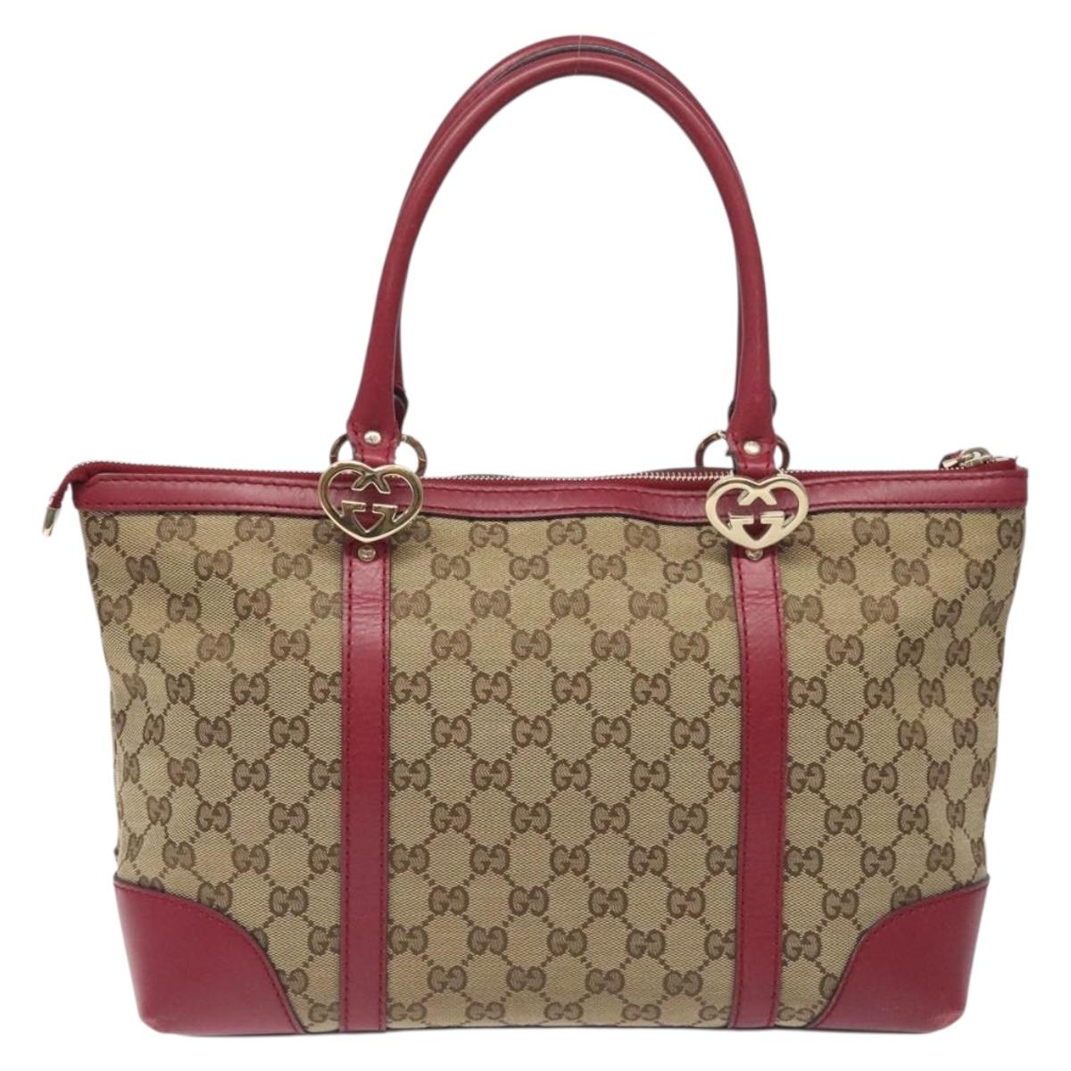 GUCCI GG Canvas Lovely Hand Bag Beige Gold 257069 Auth ep9430