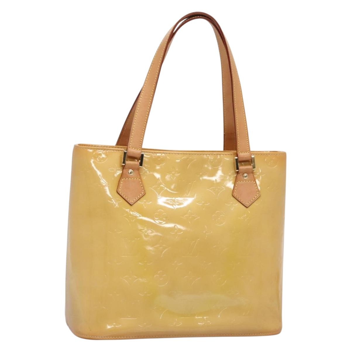 LOUIS VUITTON Monogram Vernis Houston Hand Bag Beige M91004 LV Auth ep9433