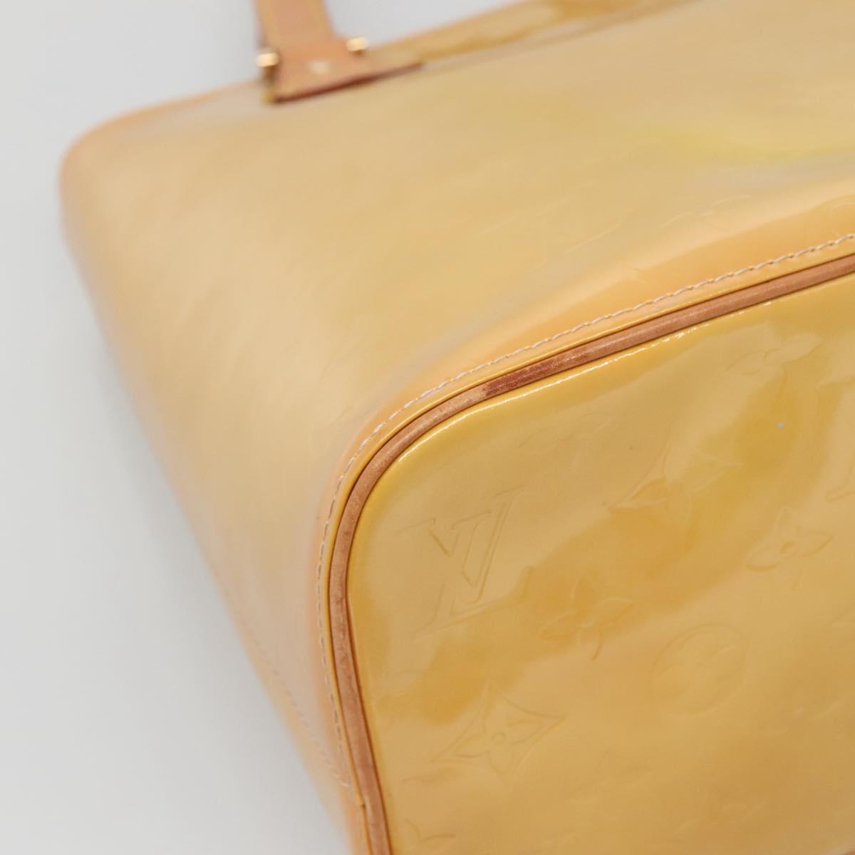 LOUIS VUITTON Monogram Vernis Houston Hand Bag Beige M91004 LV Auth ep9433