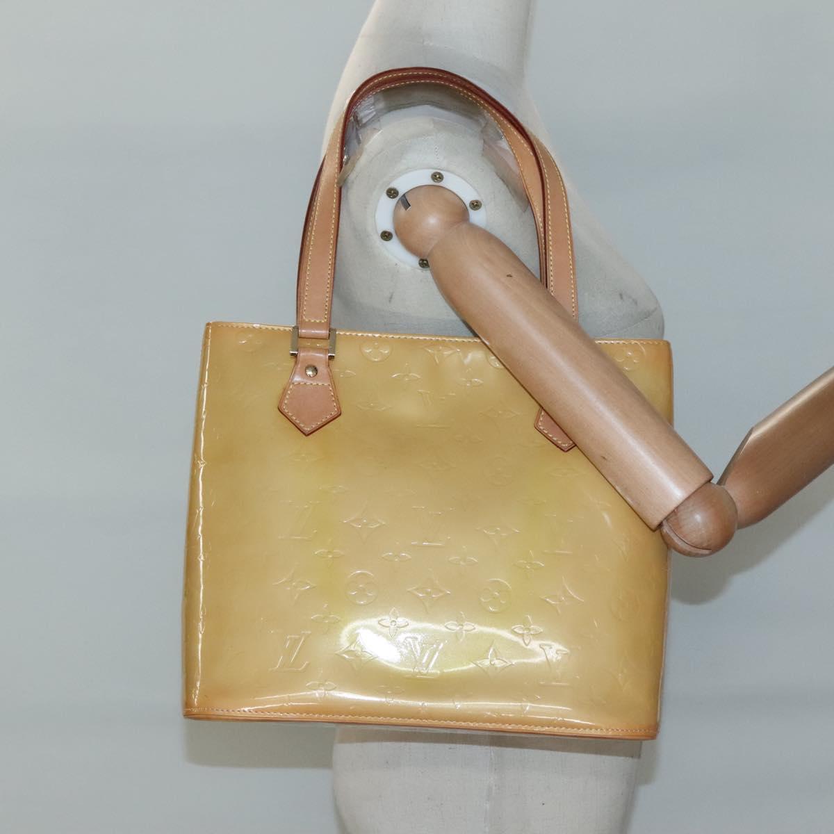 LOUIS VUITTON Monogram Vernis Houston Hand Bag Beige M91004 LV Auth ep9433