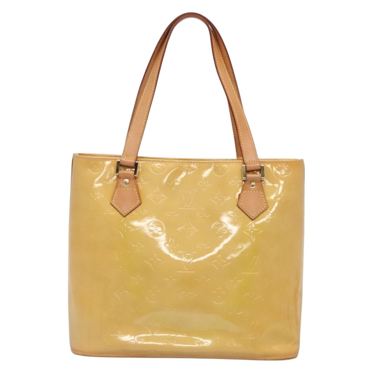 LOUIS VUITTON Monogram Vernis Houston Hand Bag Beige M91004 LV Auth ep9433