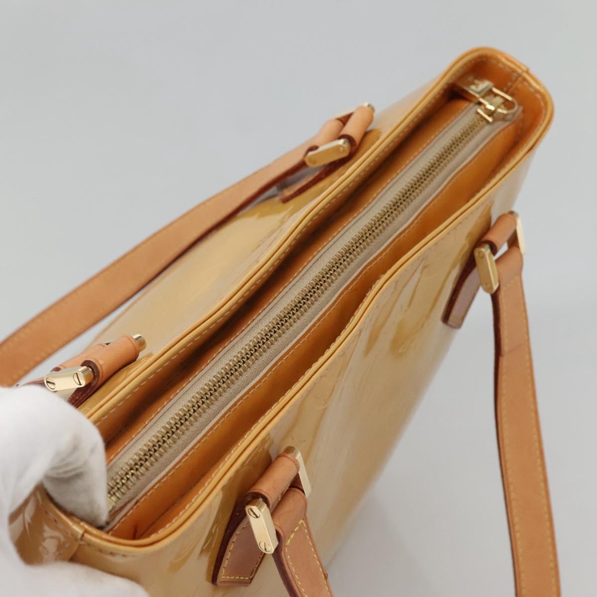 LOUIS VUITTON Monogram Vernis Houston Hand Bag Beige M91004 LV Auth ep9433