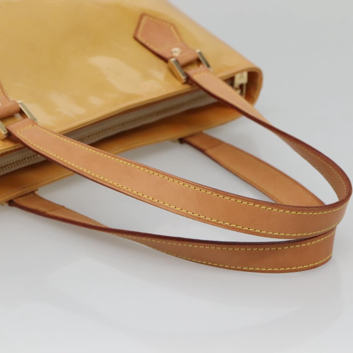LOUIS VUITTON Monogram Vernis Houston Hand Bag Beige M91004 LV Auth ep9433