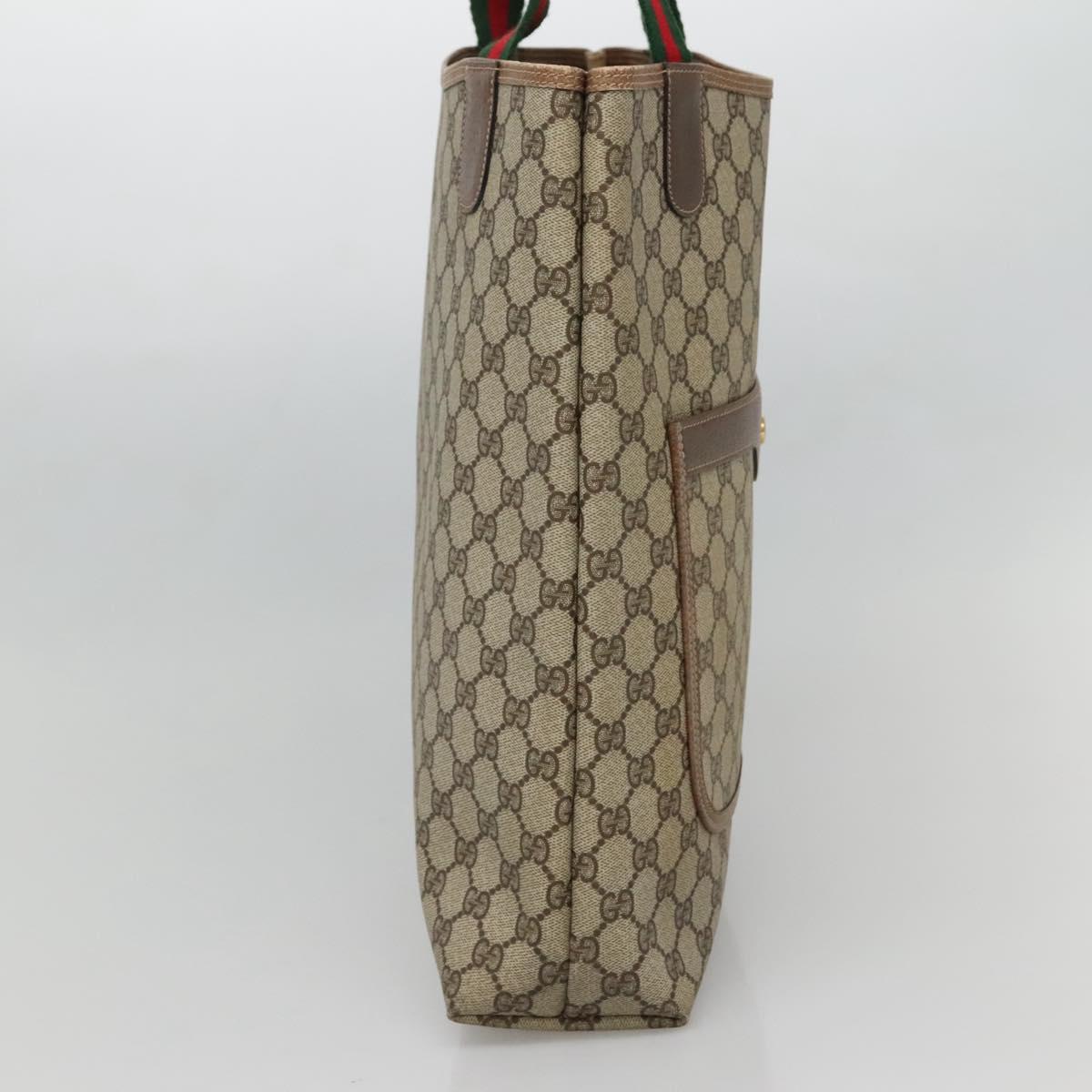 GUCCI GG Supreme Web Sherry Line Tote Bag PVC Beige Gold 39 02 0031 Auth ep9436