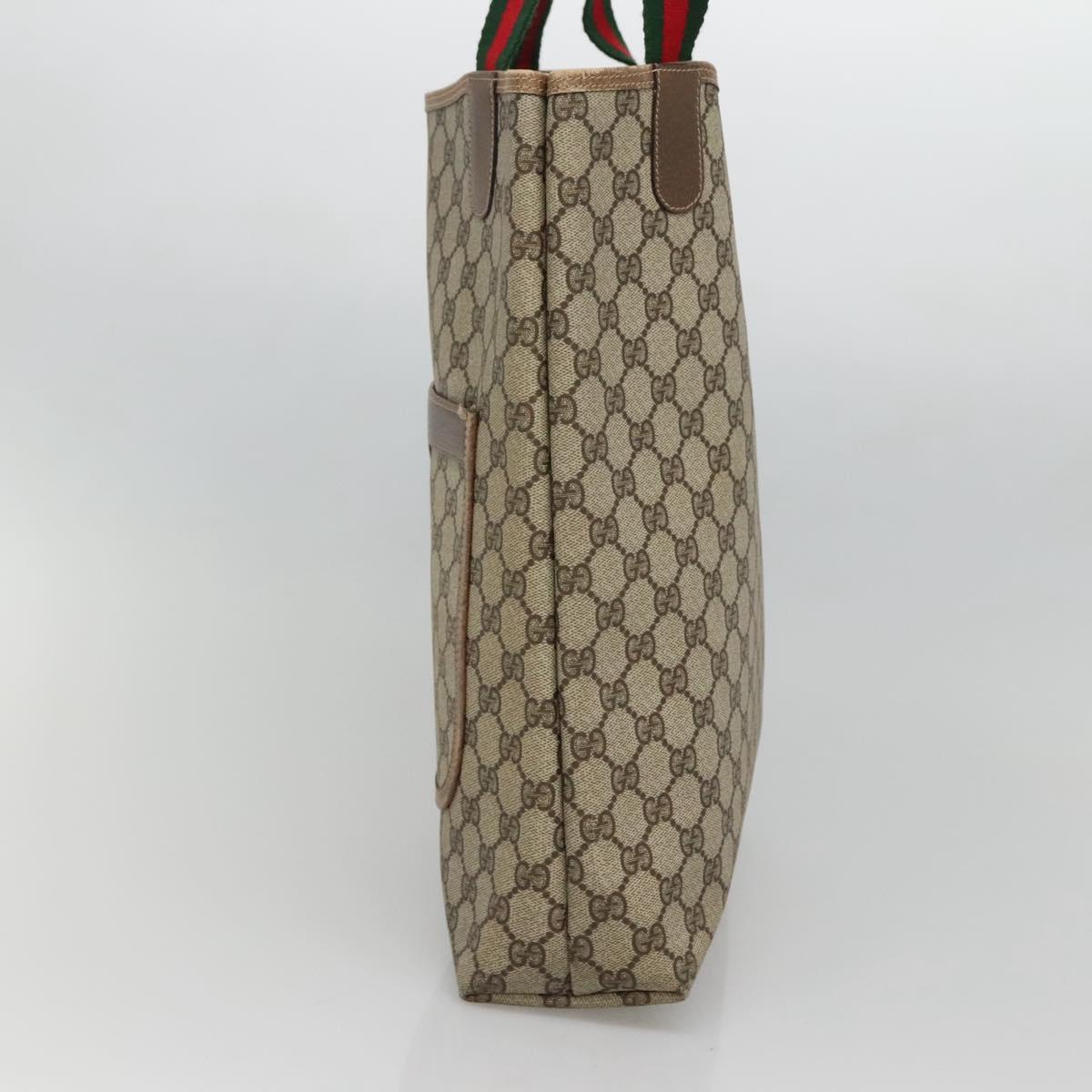 GUCCI GG Supreme Web Sherry Line Tote Bag PVC Beige Gold 39 02 0031 Auth ep9436