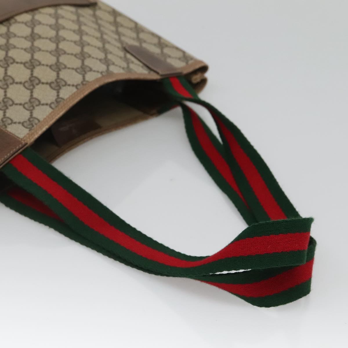 GUCCI GG Supreme Web Sherry Line Tote Bag PVC Beige Gold 39 02 0031 Auth ep9436