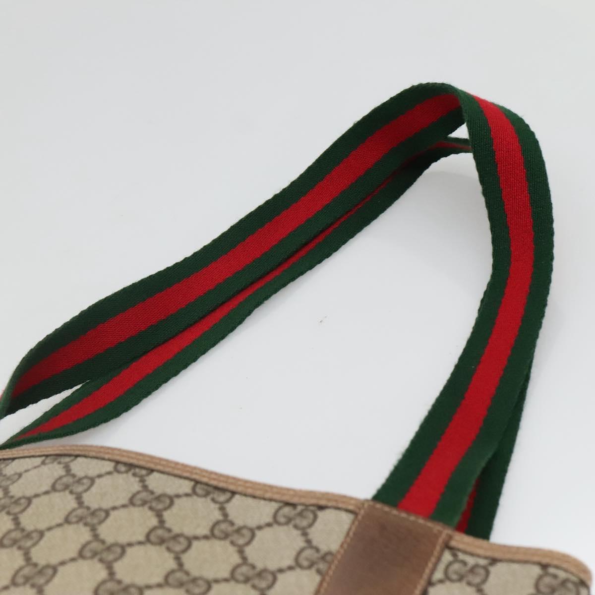 GUCCI GG Supreme Web Sherry Line Tote Bag PVC Beige Gold 39 02 0031 Auth ep9436