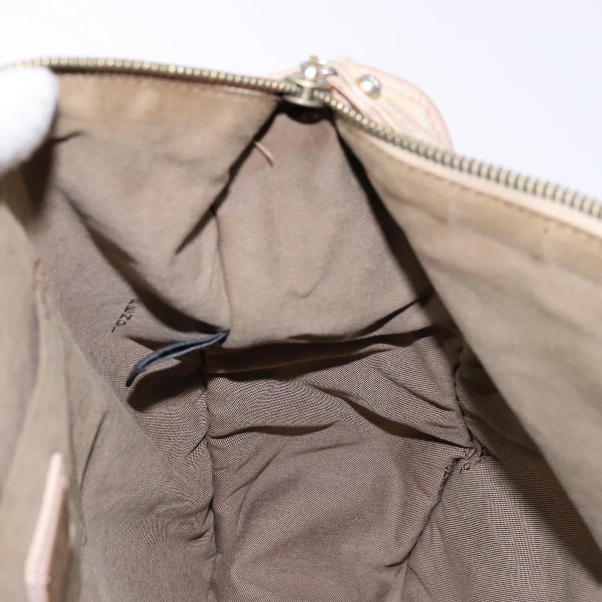 FENDI Zucchino Canvas Shoulder Bag Beige Gold Auth ep9438