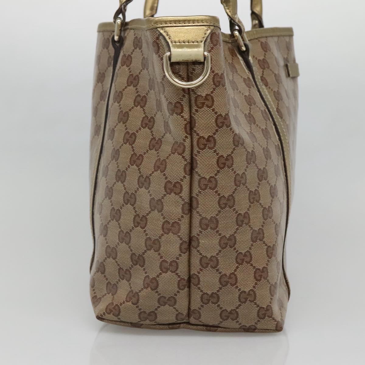 GUCCI GG Crystal Tote Bag Coated Canvas Beige Gold 197953 Auth ep9440