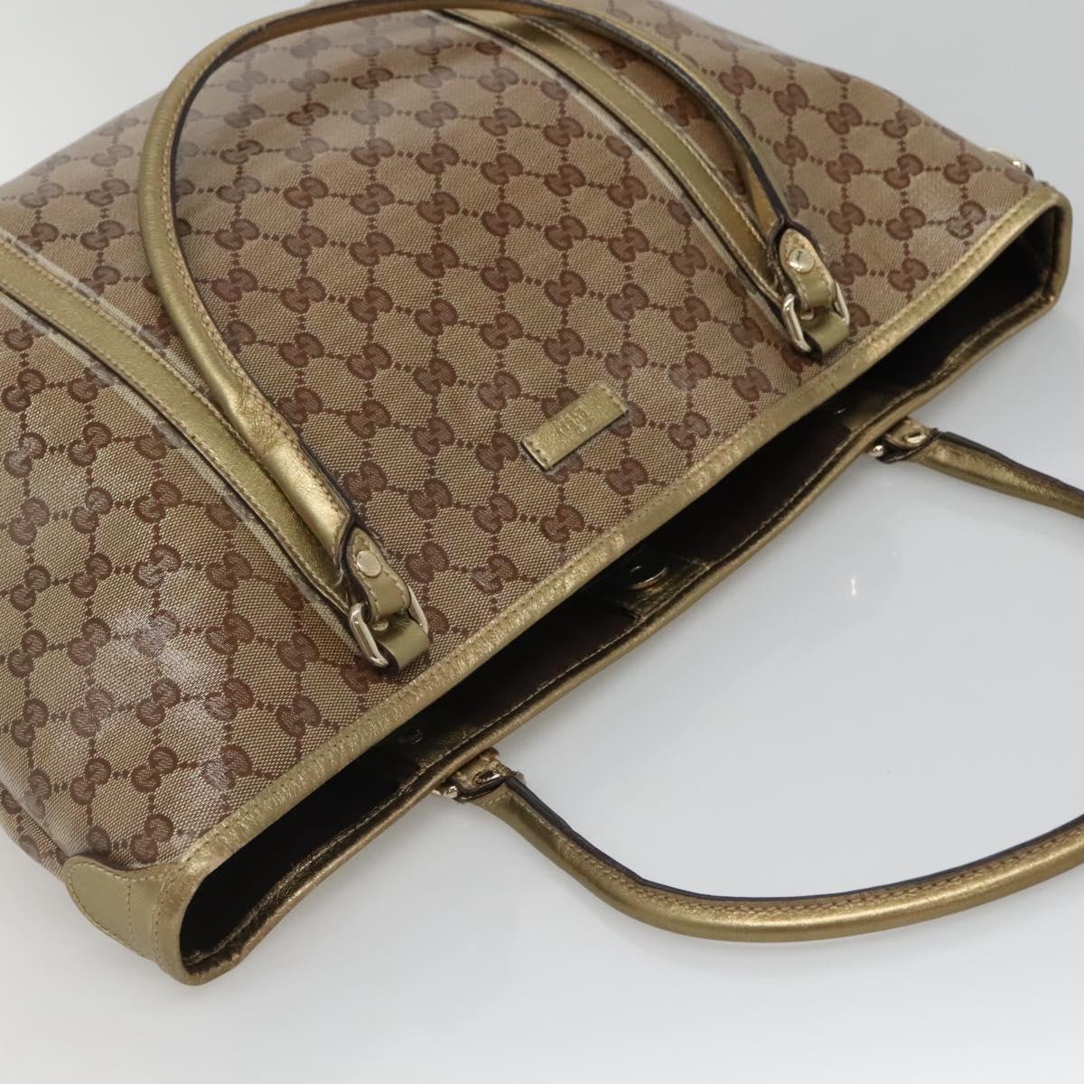 GUCCI GG Crystal Tote Bag Coated Canvas Beige Gold 197953 Auth ep9440