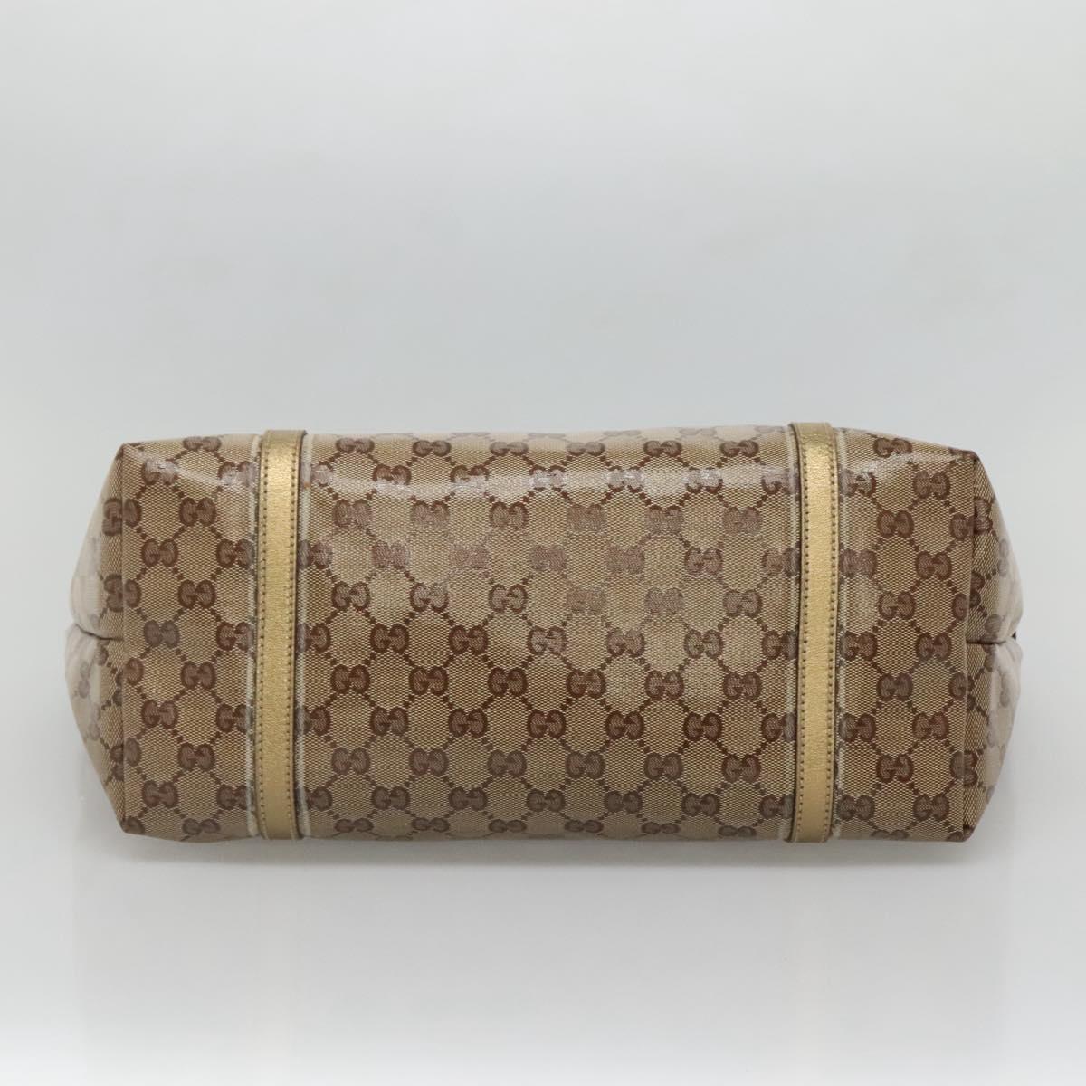 GUCCI GG Crystal Tote Bag Coated Canvas Beige Gold 197953 Auth ep9440
