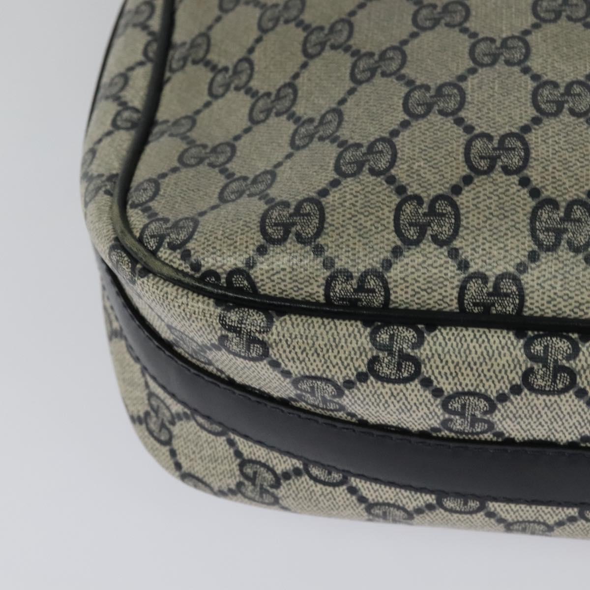 GUCCI GG Supreme Sherry Line Shoulder Bag PVC Navy Gold Red Auth ep9445