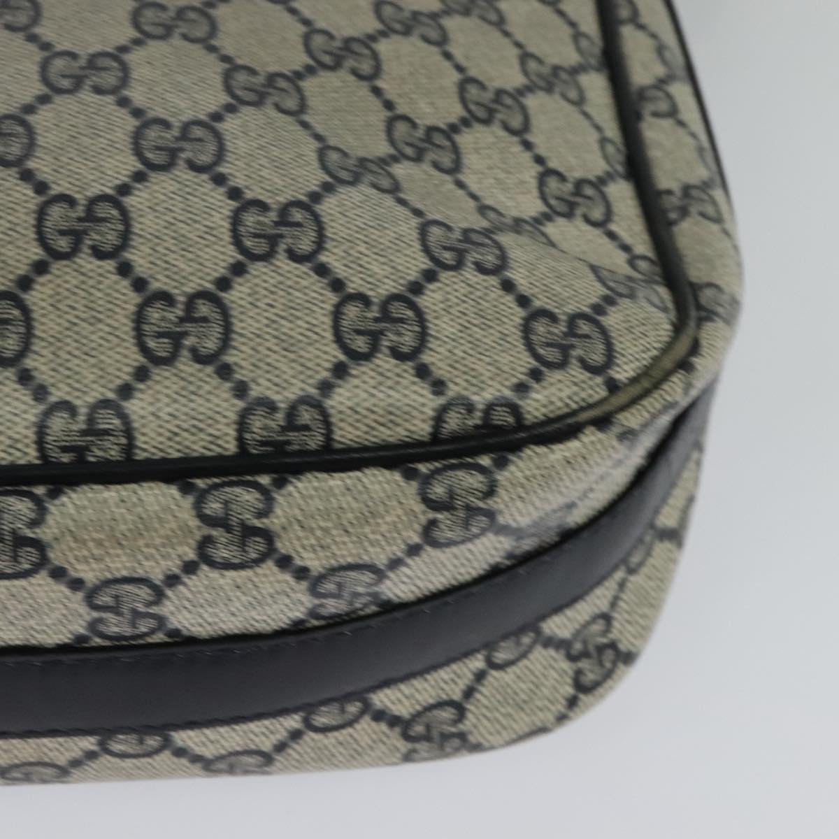 GUCCI GG Supreme Sherry Line Shoulder Bag PVC Navy Gold Red Auth ep9445