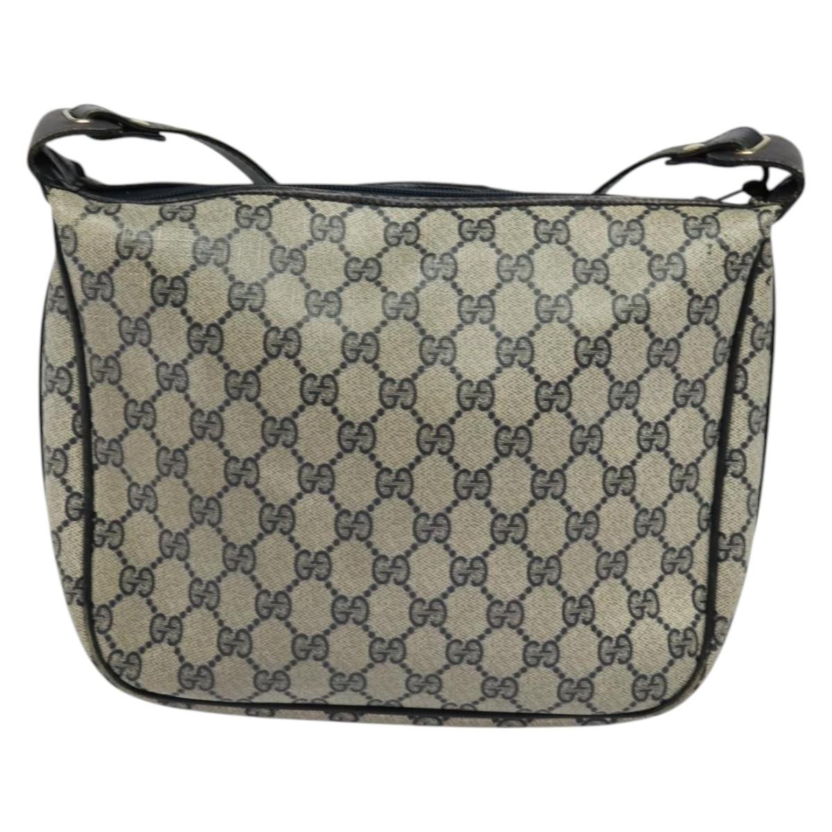 GUCCI GG Supreme Sherry Line Shoulder Bag PVC Navy Gold Red Auth ep9445