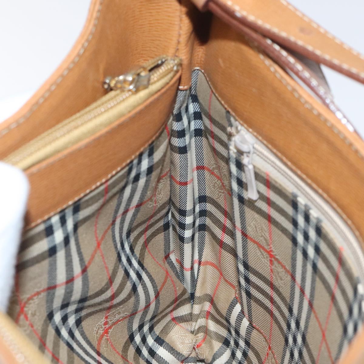 BURBERRY Shoulder Bag Leather Brown Gold Auth ep9447