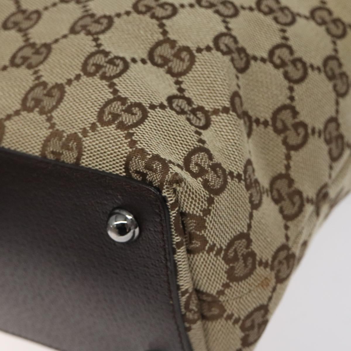 GUCCI GG Canvas Tote Bag Beige Silver 120840 Auth ep9457