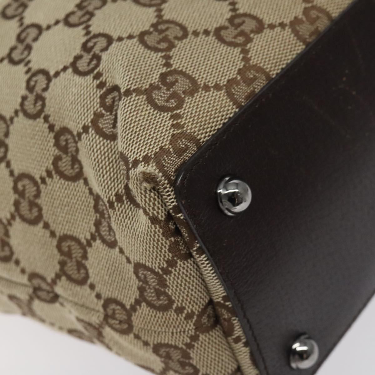 GUCCI GG Canvas Tote Bag Beige Silver 120840 Auth ep9457