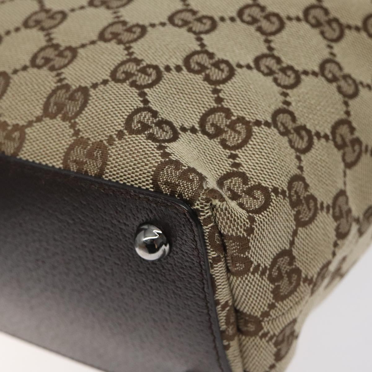 GUCCI GG Canvas Tote Bag Beige Silver 120840 Auth ep9457