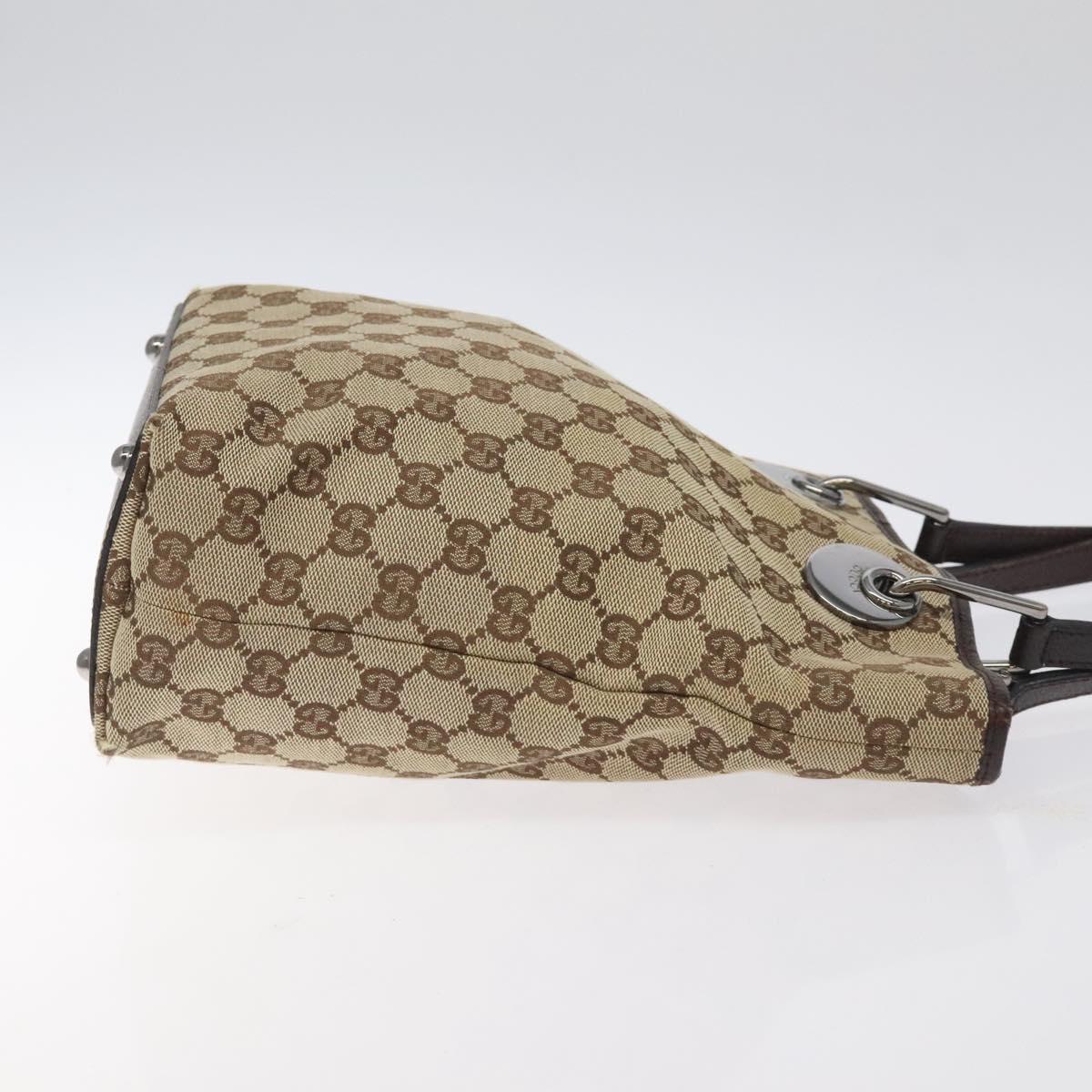 GUCCI GG Canvas Tote Bag Beige Silver 120840 Auth ep9457