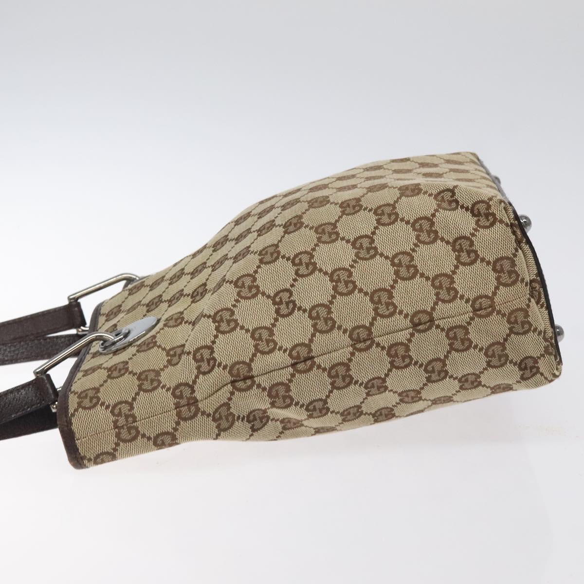 GUCCI GG Canvas Tote Bag Beige Silver 120840 Auth ep9457