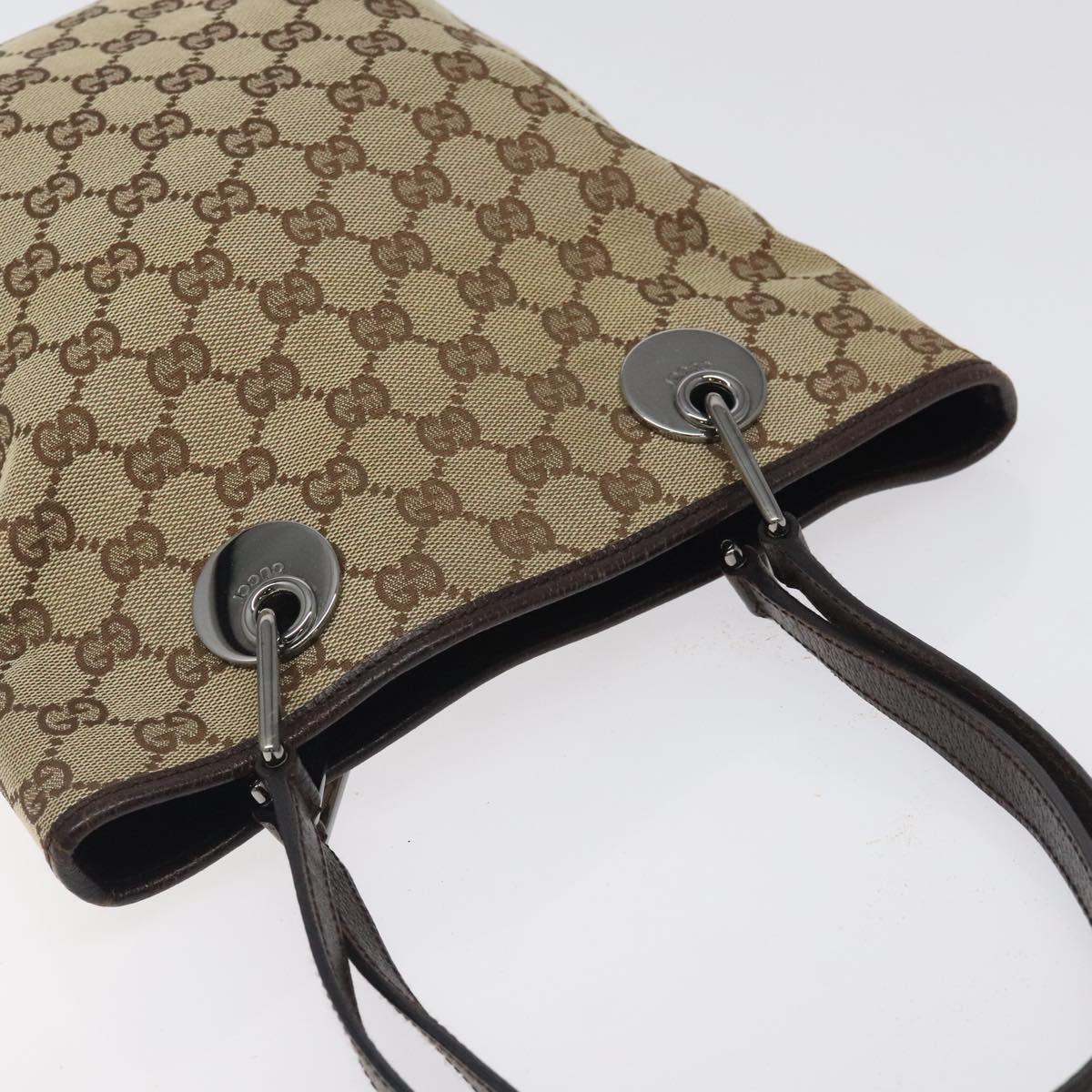 GUCCI GG Canvas Tote Bag Beige Silver 120840 Auth ep9457