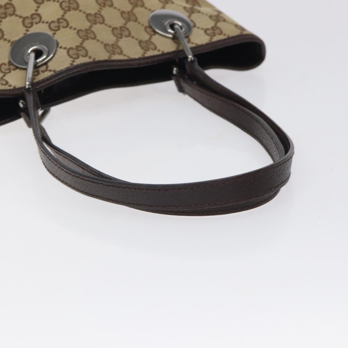 GUCCI GG Canvas Tote Bag Beige Silver 120840 Auth ep9457
