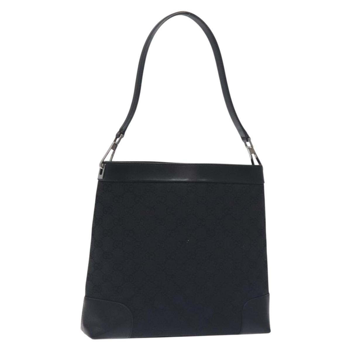 GUCCI GG Canvas Shoulder Bag Black Silver 33900 Auth ep9460V