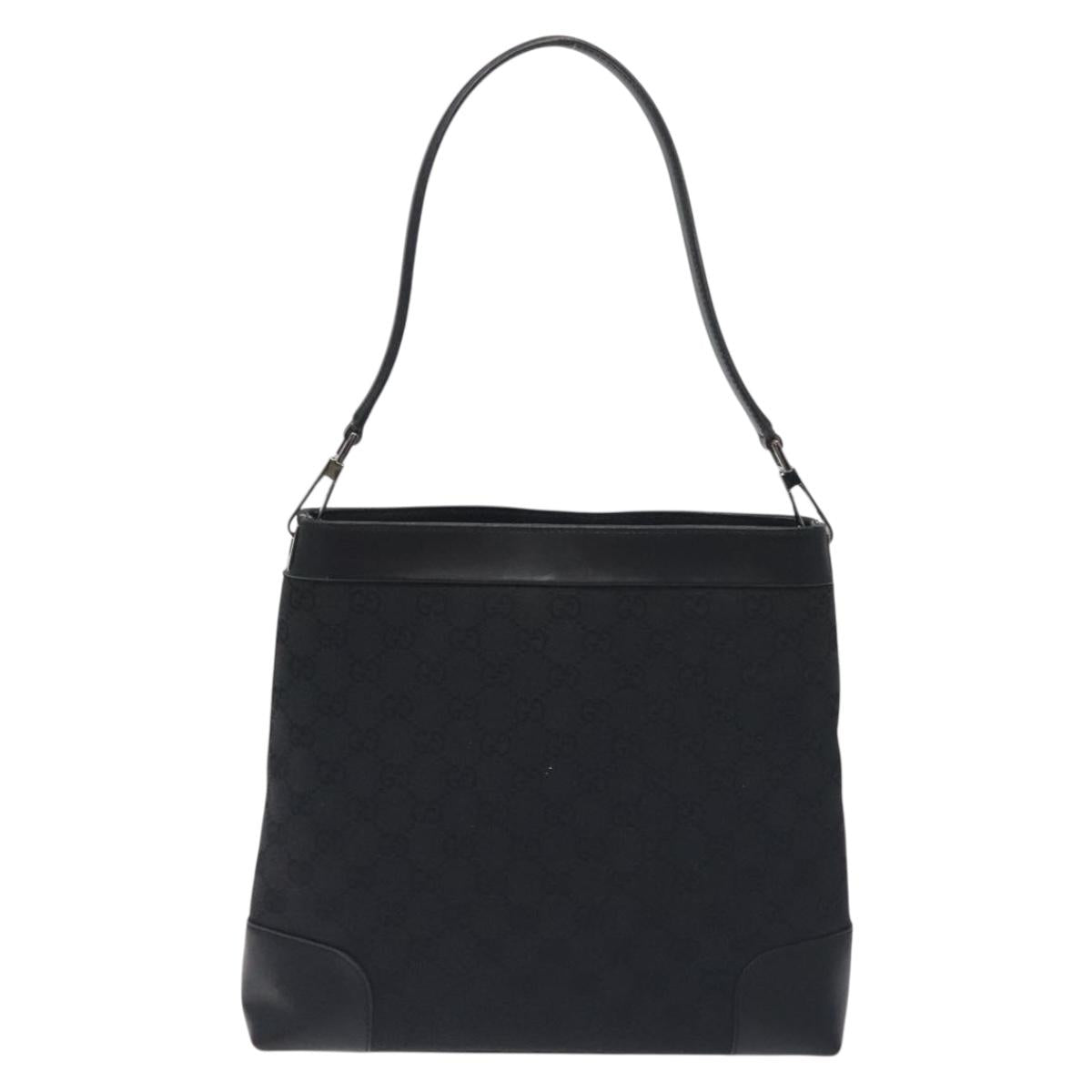 GUCCI GG Canvas Shoulder Bag Black Silver 33900 Auth ep9460V