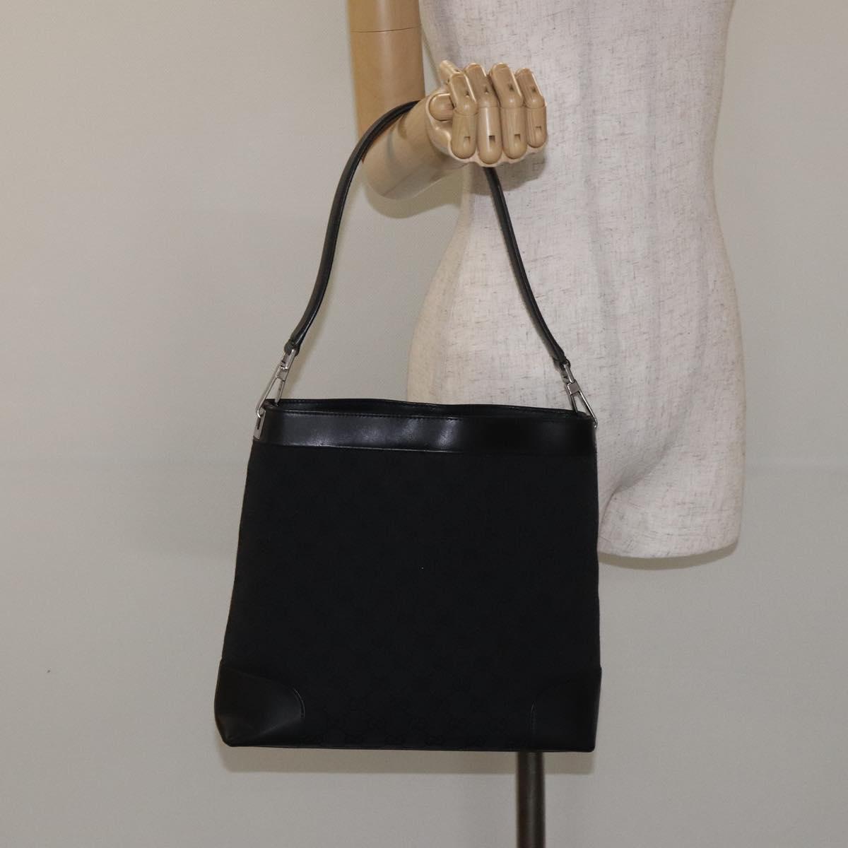 GUCCI GG Canvas Shoulder Bag Black Silver 33900 Auth ep9460V