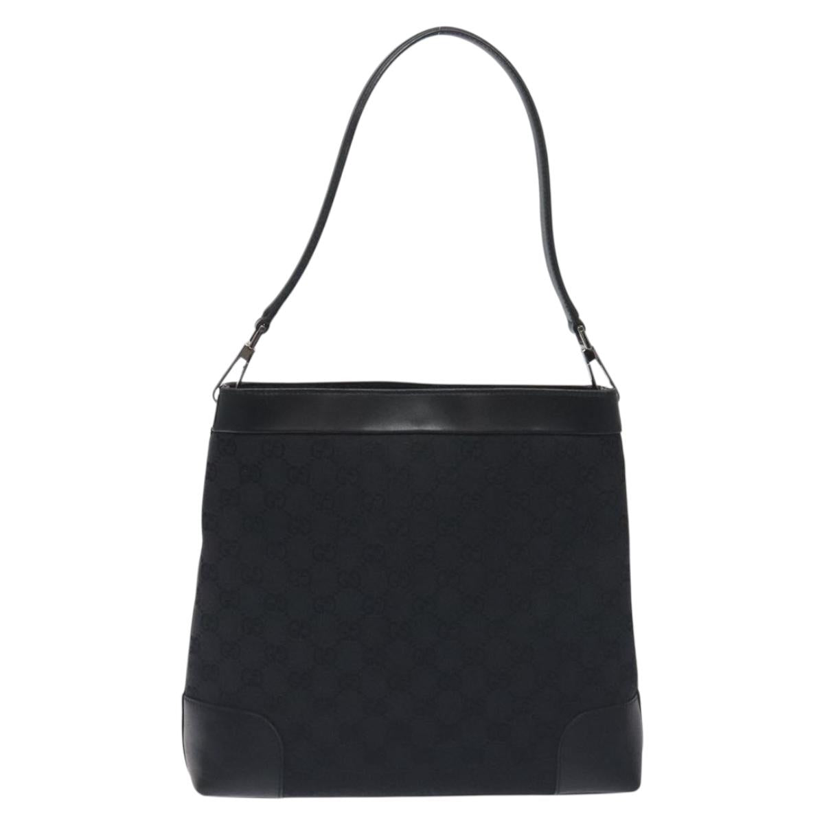 GUCCI GG Canvas Shoulder Bag Black Silver 33900 Auth ep9460V