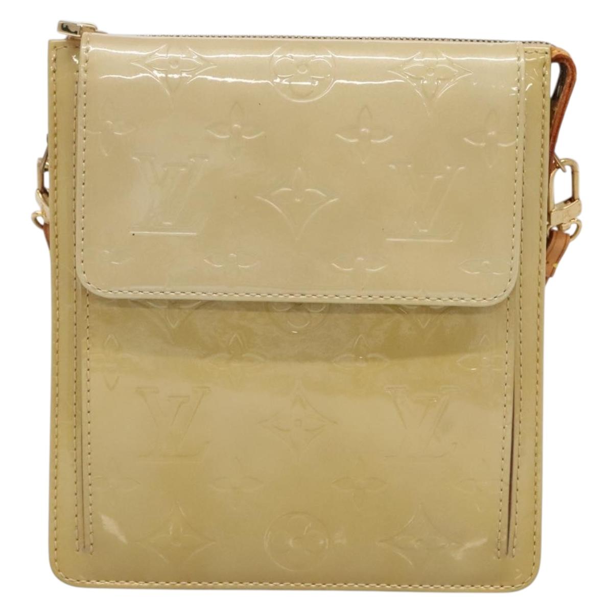 LOUIS VUITTON Monogram Vernis Motto Accessory Pouch Beige M91136 LV Auth ep9462