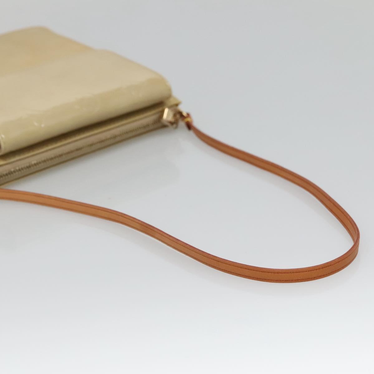 LOUIS VUITTON Monogram Vernis Motto Accessory Pouch Beige M91136 LV Auth ep9462