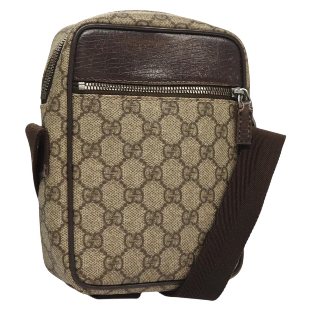 GUCCI GG Supreme Shoulder Bag PVC Beige Silver 101680 Auth ep9473