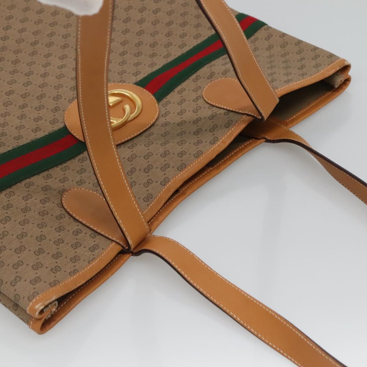 GUCCI Micro GG Supreme Web Sherry Line Bag PVC Beige Gold Auth ep9489