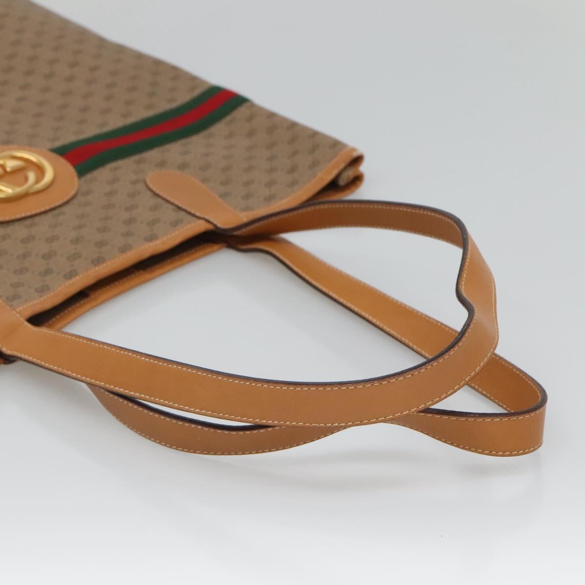GUCCI Micro GG Supreme Web Sherry Line Bag PVC Beige Gold Auth ep9489