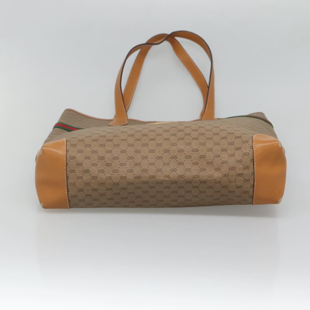 GUCCI Micro GG Supreme Web Sherry Line Bag PVC Beige Gold Auth ep9489