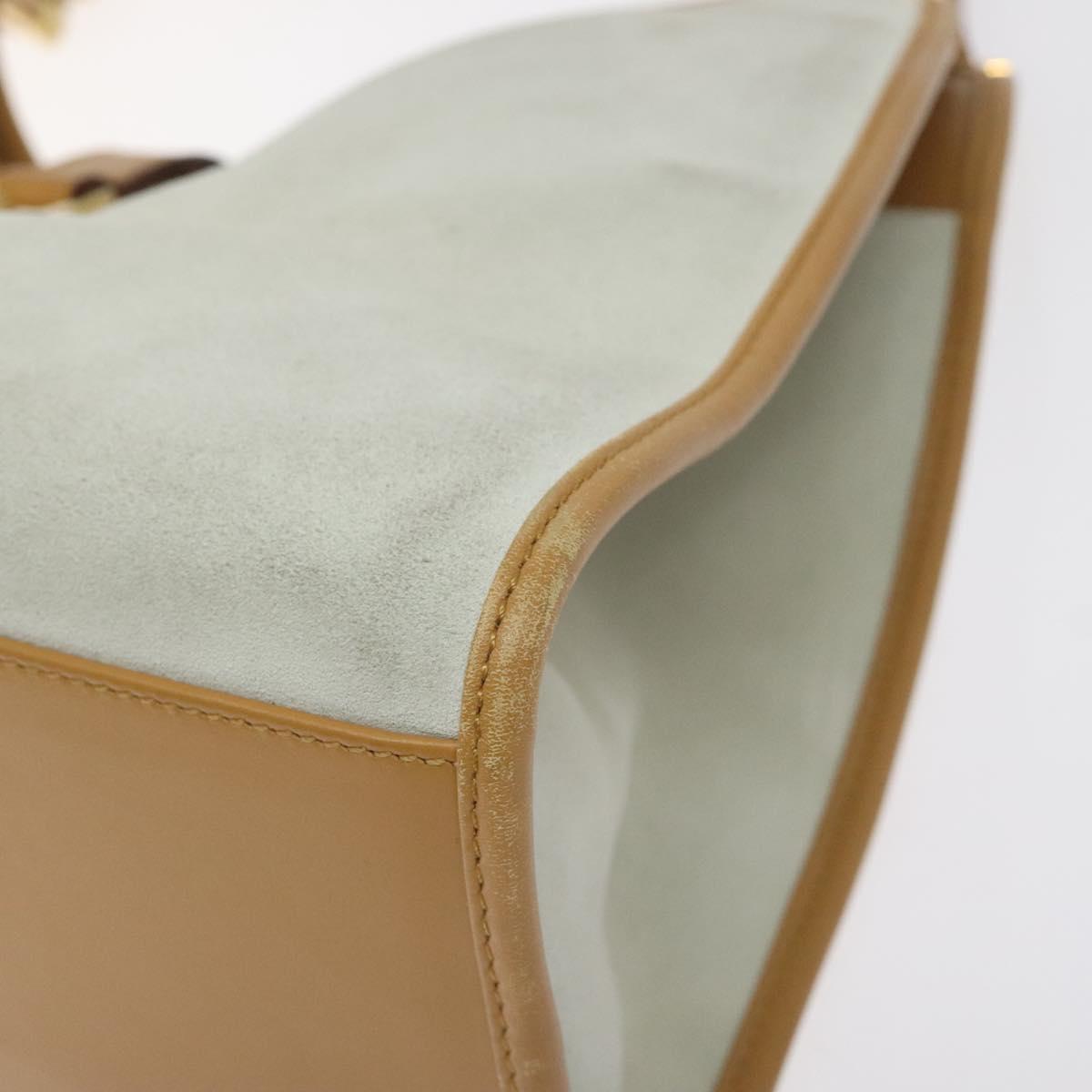 GUCCI Jackie Hand Bag Suede White Gold 002 1067 Auth ep9499