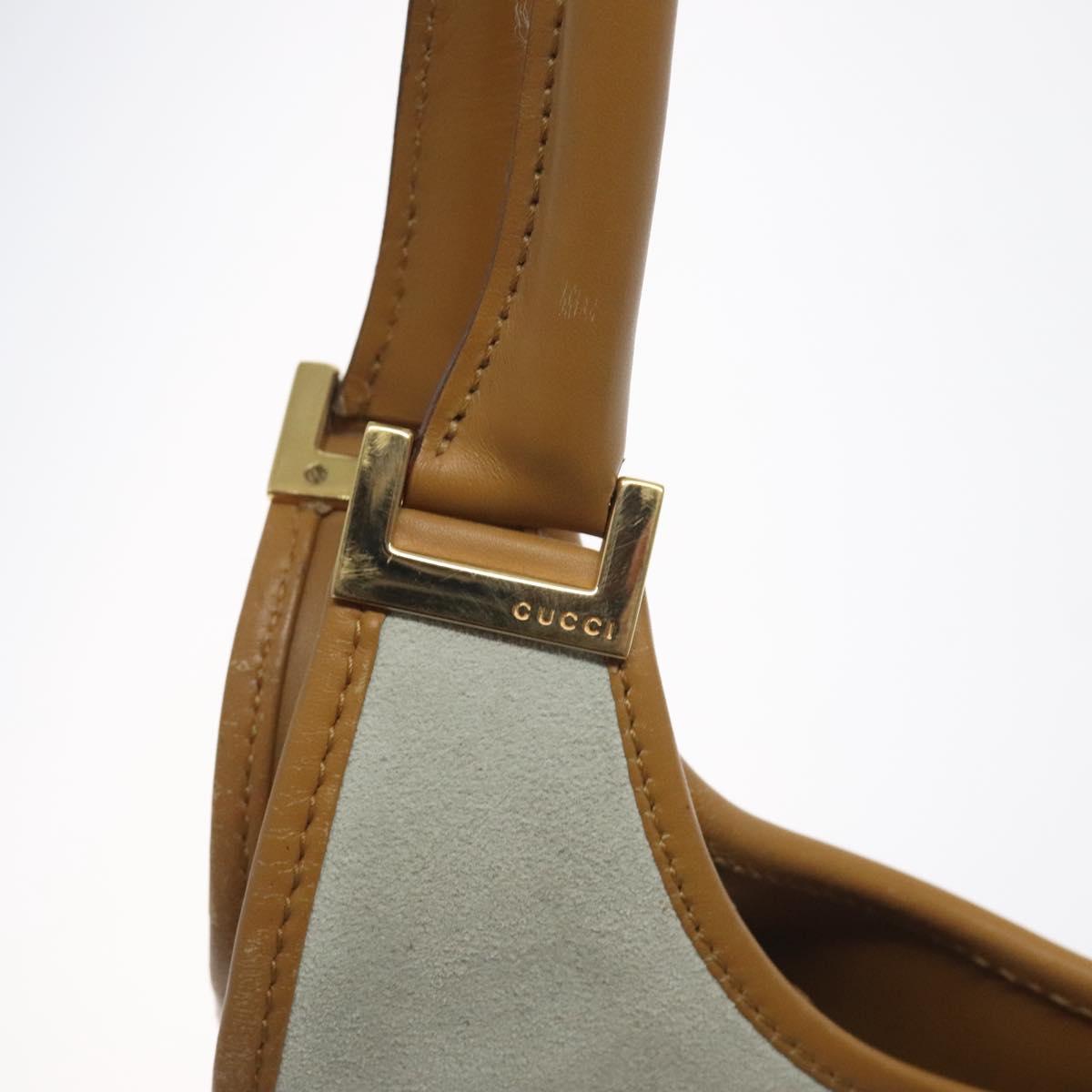 GUCCI Jackie Hand Bag Suede White Gold 002 1067 Auth ep9499