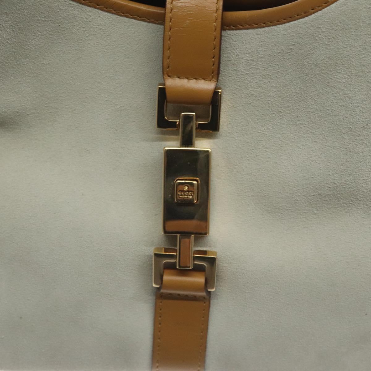GUCCI Jackie Hand Bag Suede White Gold 002 1067 Auth ep9499