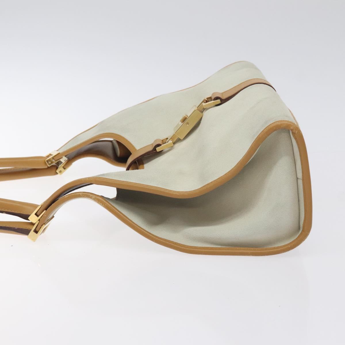 GUCCI Jackie Hand Bag Suede White Gold 002 1067 Auth ep9499