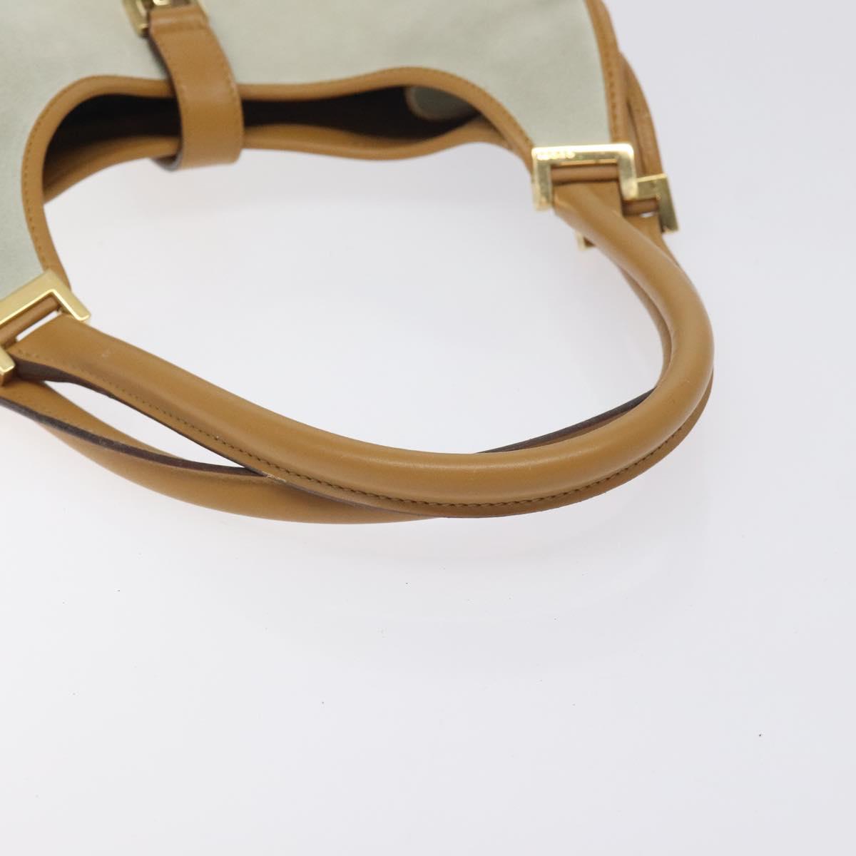 GUCCI Jackie Hand Bag Suede White Gold 002 1067 Auth ep9499