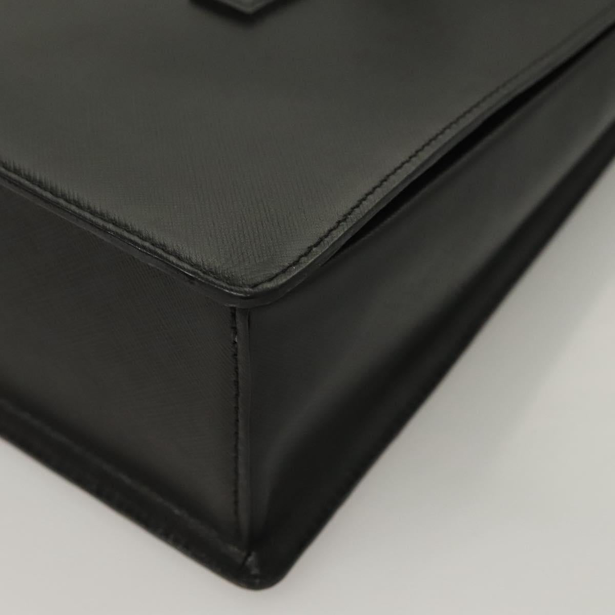 Burberrys Hand Bag Leather Black Silver Auth ep9512