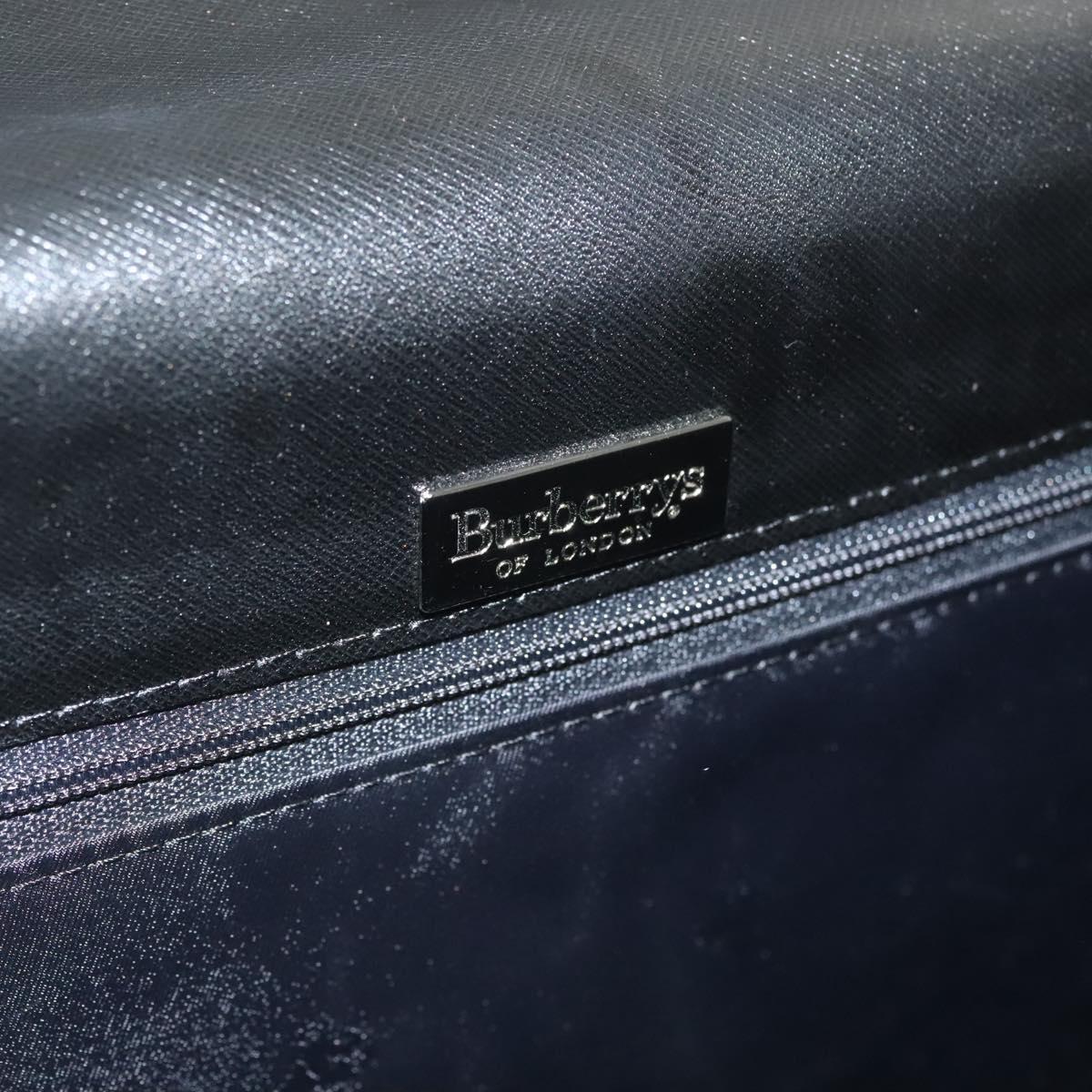 Burberrys Hand Bag Leather Black Silver Auth ep9512