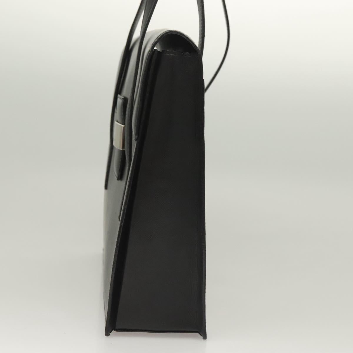 Burberrys Hand Bag Leather Black Silver Auth ep9512