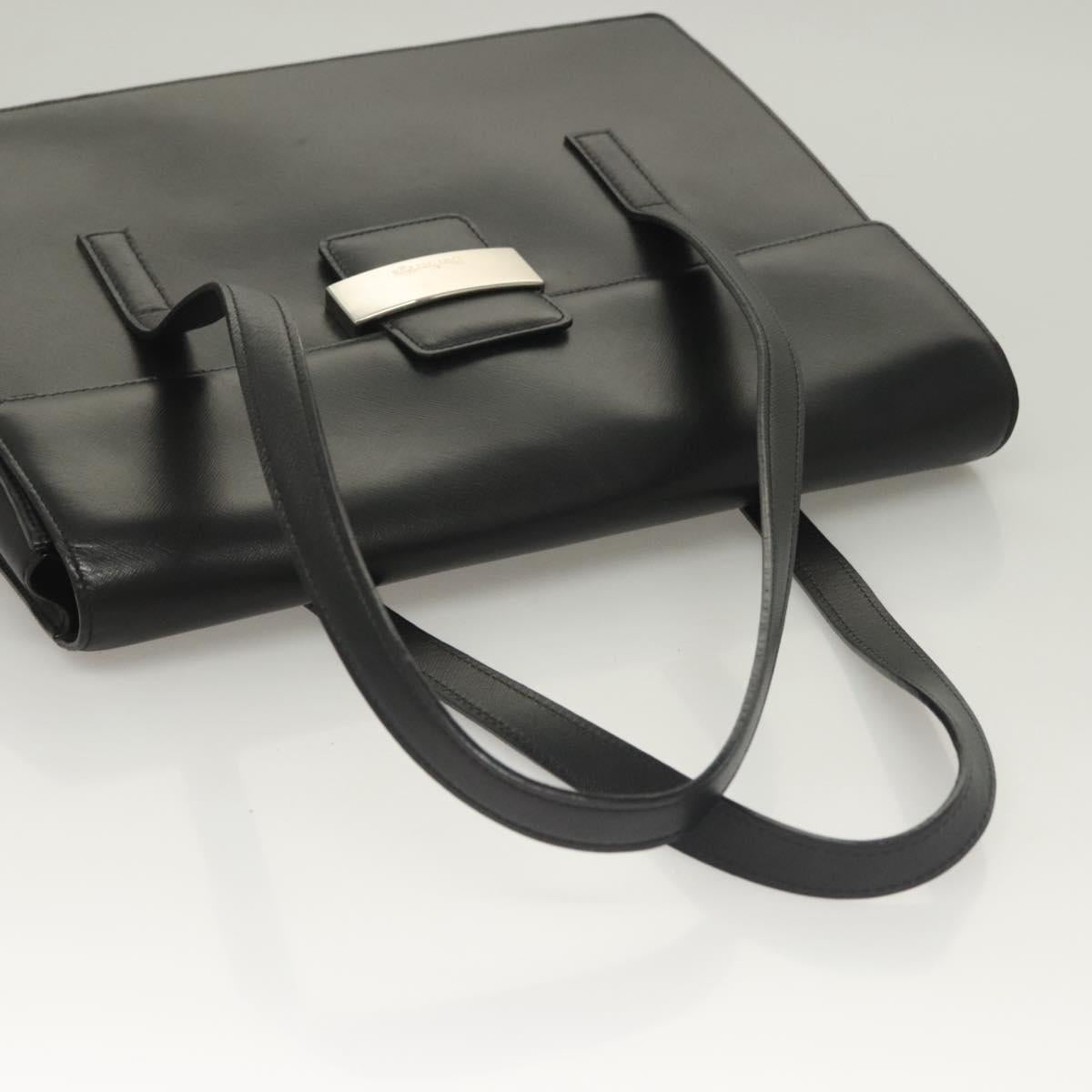 Burberrys Hand Bag Leather Black Silver Auth ep9512
