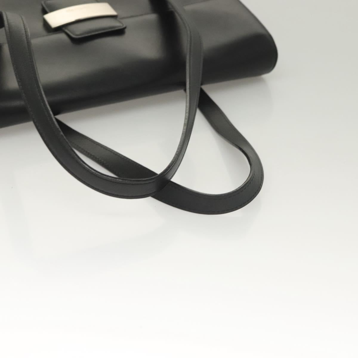 Burberrys Hand Bag Leather Black Silver Auth ep9512