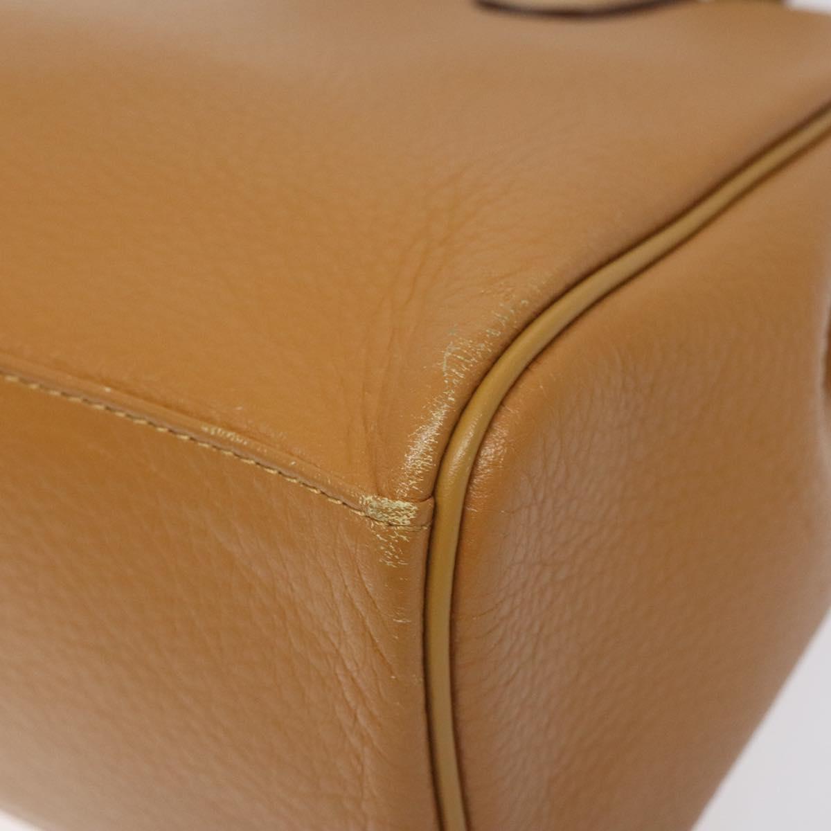 Burberrys Hand Bag Leather Brown Gold Auth ep9513