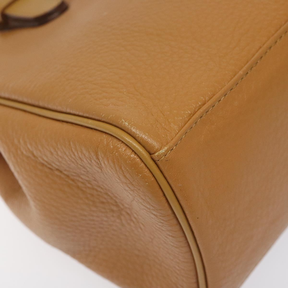Burberrys Hand Bag Leather Brown Gold Auth ep9513